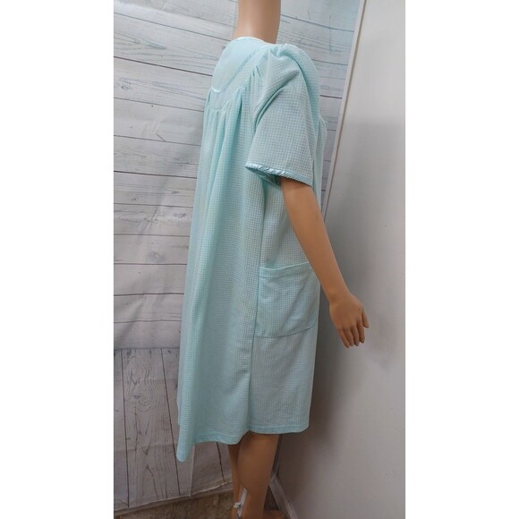 Jasmine Rose Robe Green Snap Dress Housecoat Sz M Waffle - Picture 5 of 7